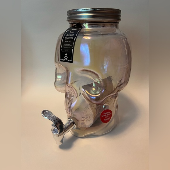 NEW Bone Chilled Skull Iridescent Glass Beverage Dispenser 3.8L - Picture 2 of 6